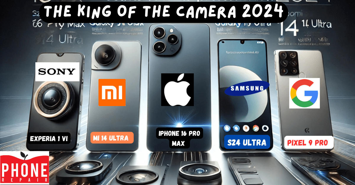 Cover image for the article on the best smartphones with rear cameras in 2024, including iPhone 16 Pro Max, Samsung Galaxy S24 Ultra, Google Pixel 9 Pro, Xiaomi 14 Ultra, and Sony Xperia 1 VI. Perfect for professional photography.